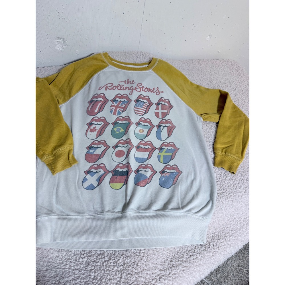 Rolling Stones Sweatshirt Womens M Cotton Raglan Graphic Rock Band Concert